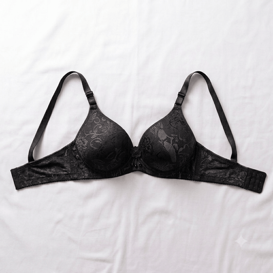 Black Ao Jiaona Floral Jacquard Padded Underwire Bra - Nudra Pakistan