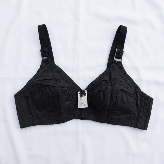 Black Secret Lingerie Exclusive Non-Wired Cotton Bra - Nudra Pakistan