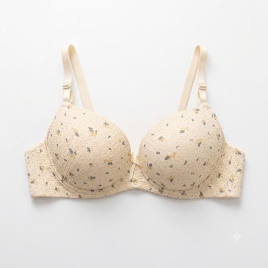 Nudra Ring Padded Single Push-Up Bra — Textured Floral Print