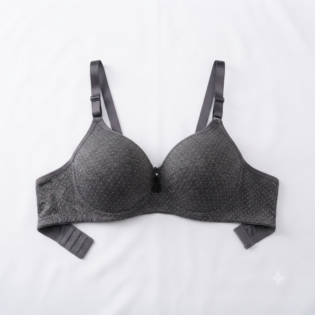 Nudra Polka Dot Padded D-Cup Bra lace charm detail - Nudra Pakistan