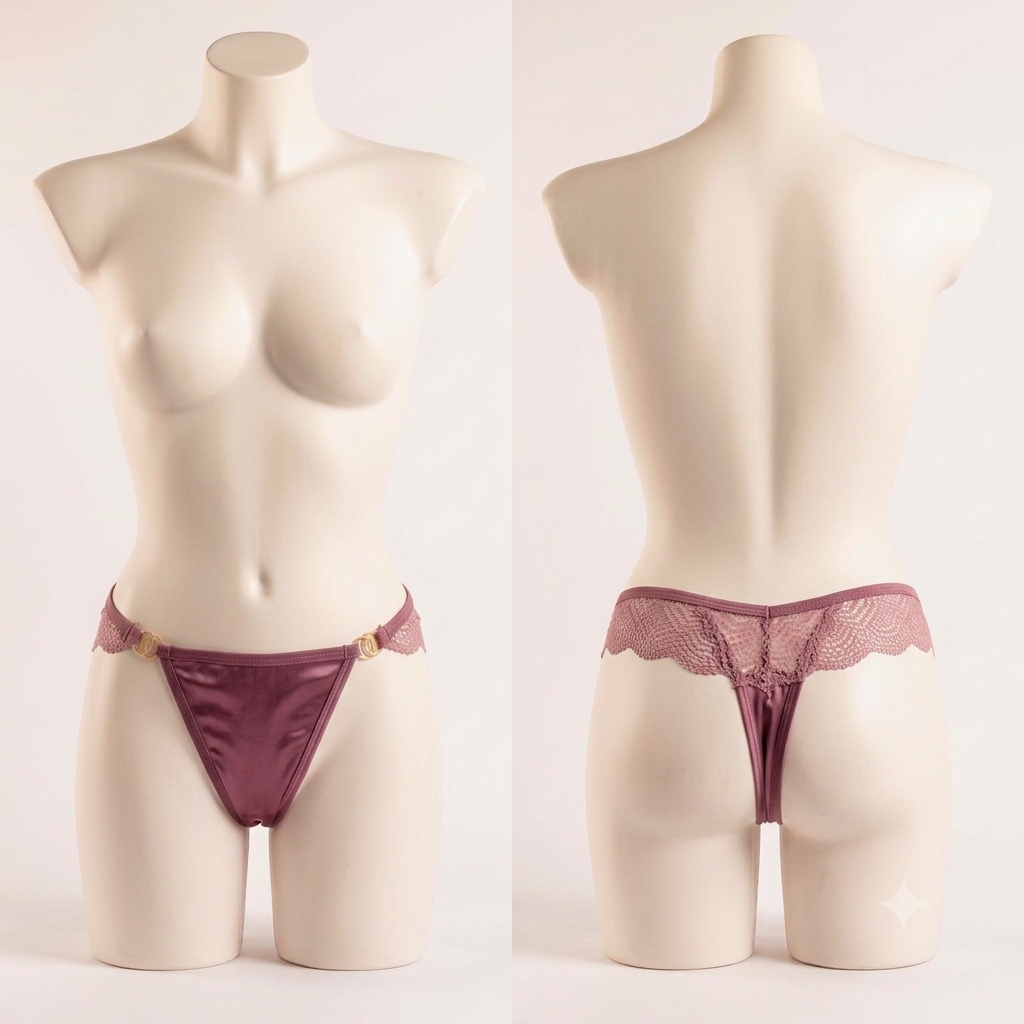 Aosi Rose Lace Thong — Gold Ring Accent
