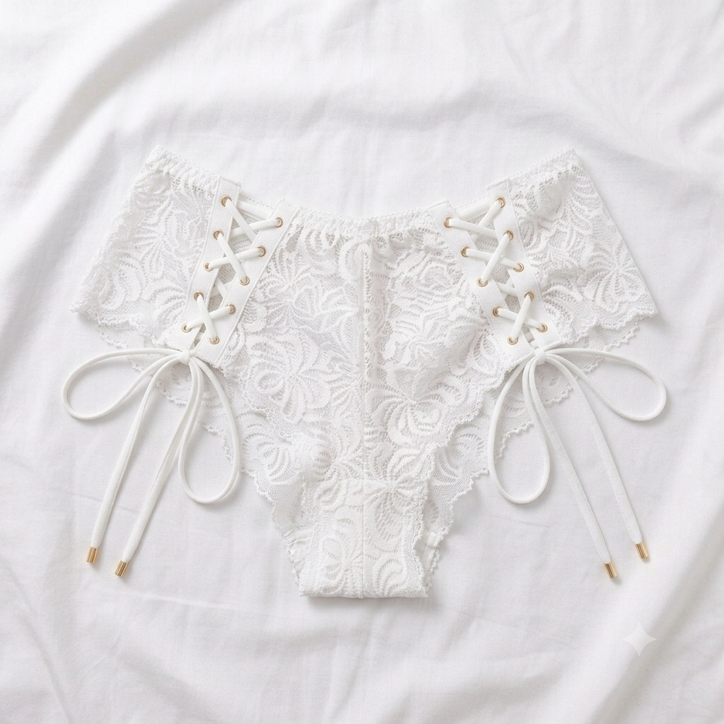 Aosi Rose Lace-Up Bikini Brief — Full Lace