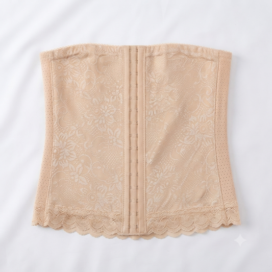 Nudra Floral Jacquard Waist Cincher Belt multi-hook closure detail - Nudra Pakistan