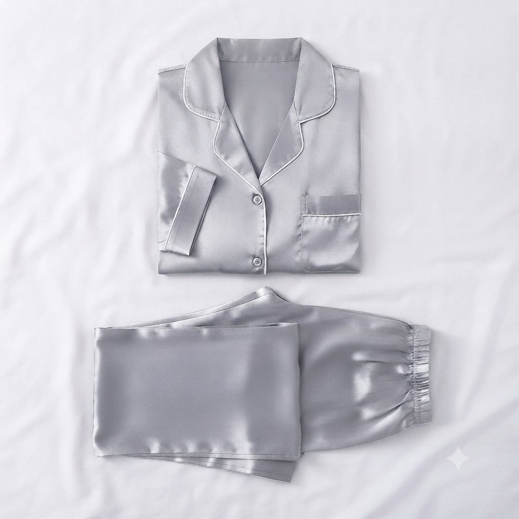 Nudra Satin Nightwear Set all color options - Nudra Pakistan