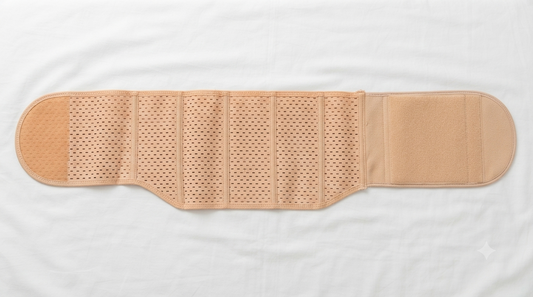 Beige Nudra Perforated Velcro Waist Trainer Belt breathable detail - Nudra Pakistan