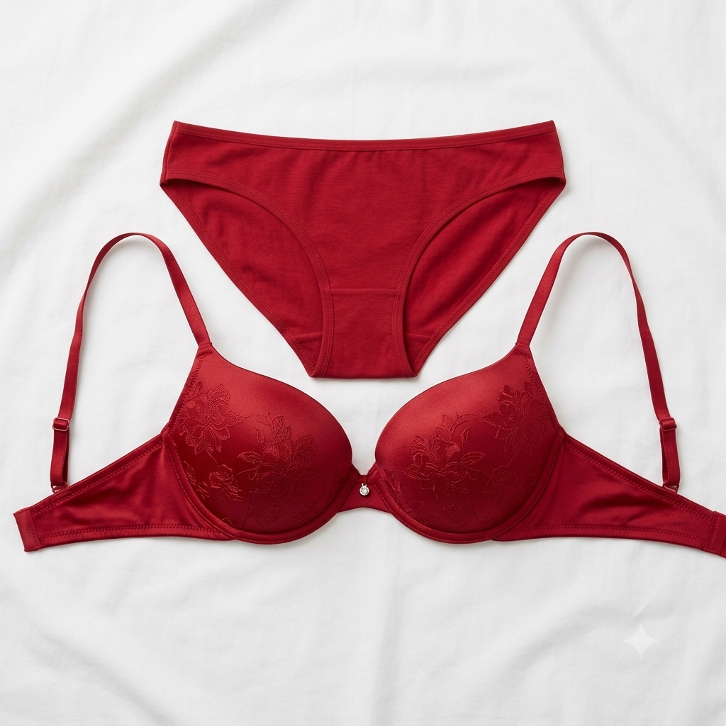 GiRuFang Exalted Elegance Bra & Brief Set — Bold Red