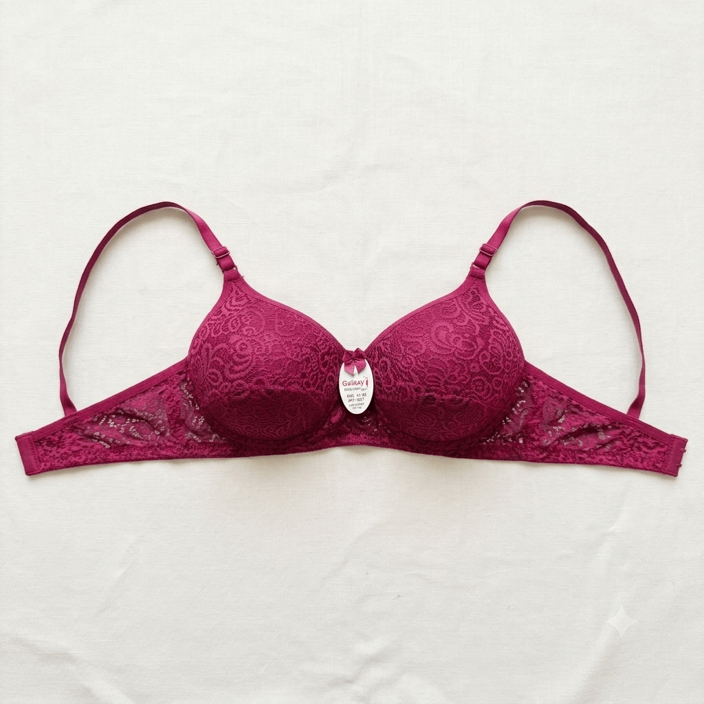 Maroon Galaxy Original Light Padded Lace Bra non-wired - Nudra Pakistan
