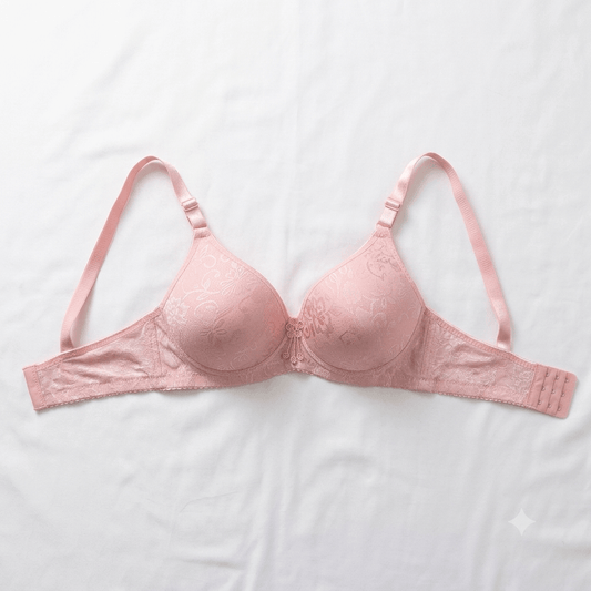 Pink Ao Jiaona Floral Jacquard Padded Underwire Bra - Nudra Pakistan