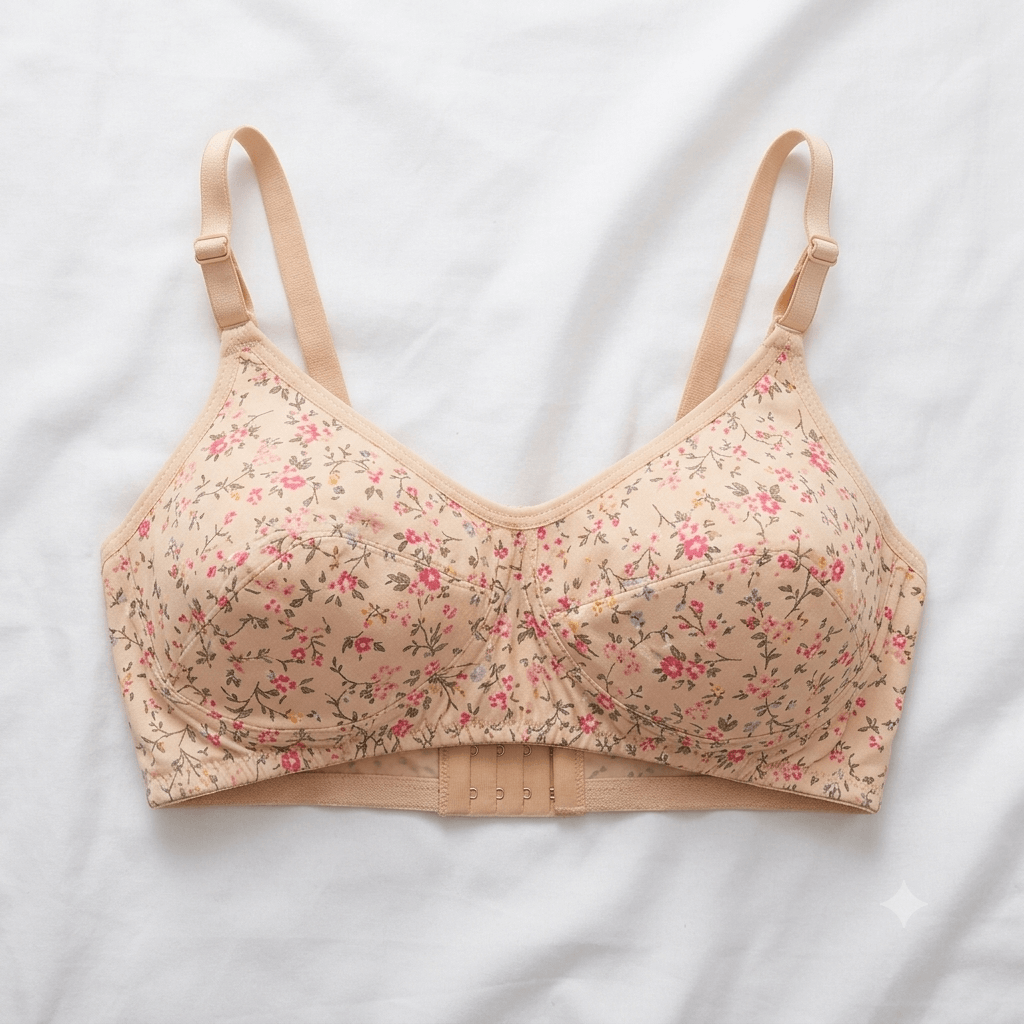 Pink Floral Five Star Wire-Free Comfort Bra - Nudra Pakistan