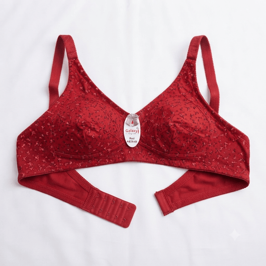 Red Galaxy Original Floral Print Non-Wired Everyday Bra - Nudra Pakistan