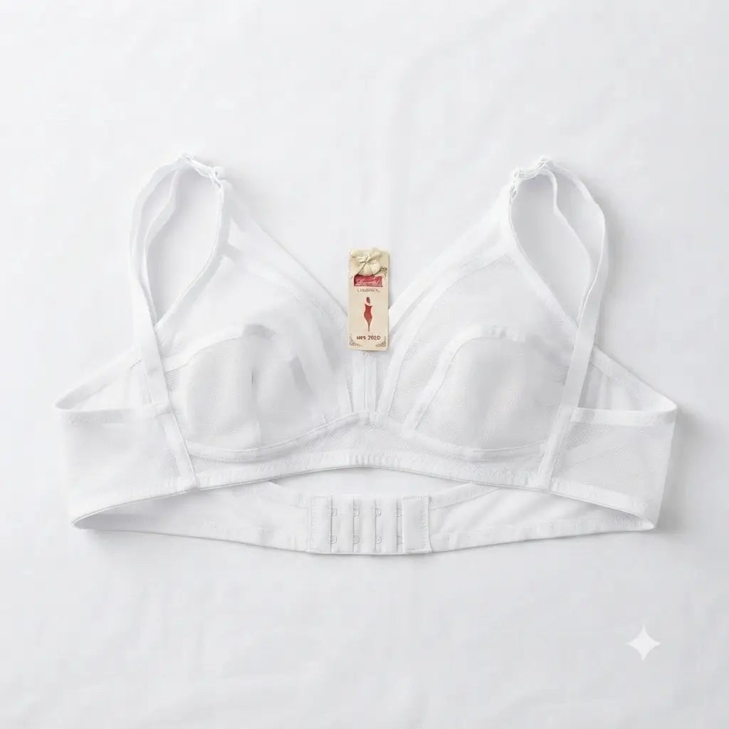 White Nudra Sheer Mesh Net Bra wire-free soft cup - Nudra Pakistan