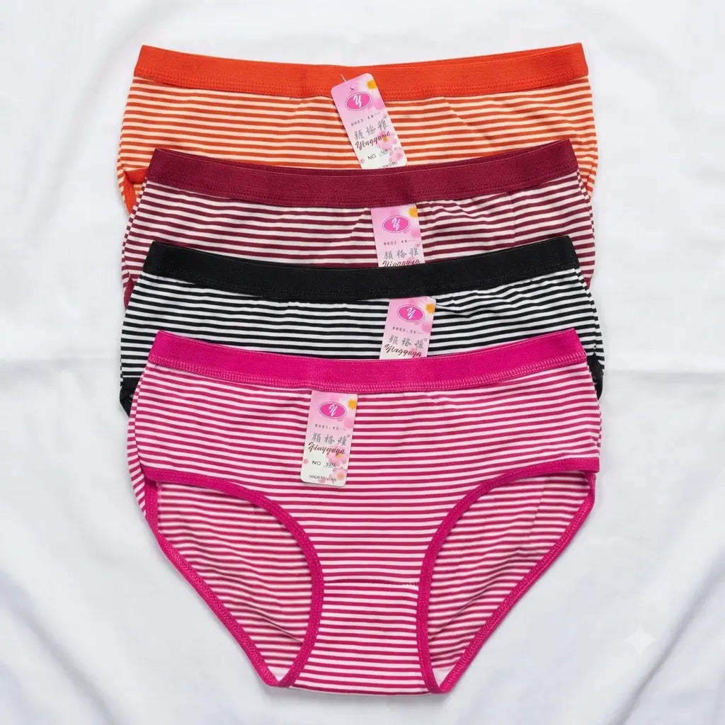 Yingyuya Striped Cotton Panties pack of 4 - Nudra Pakistan