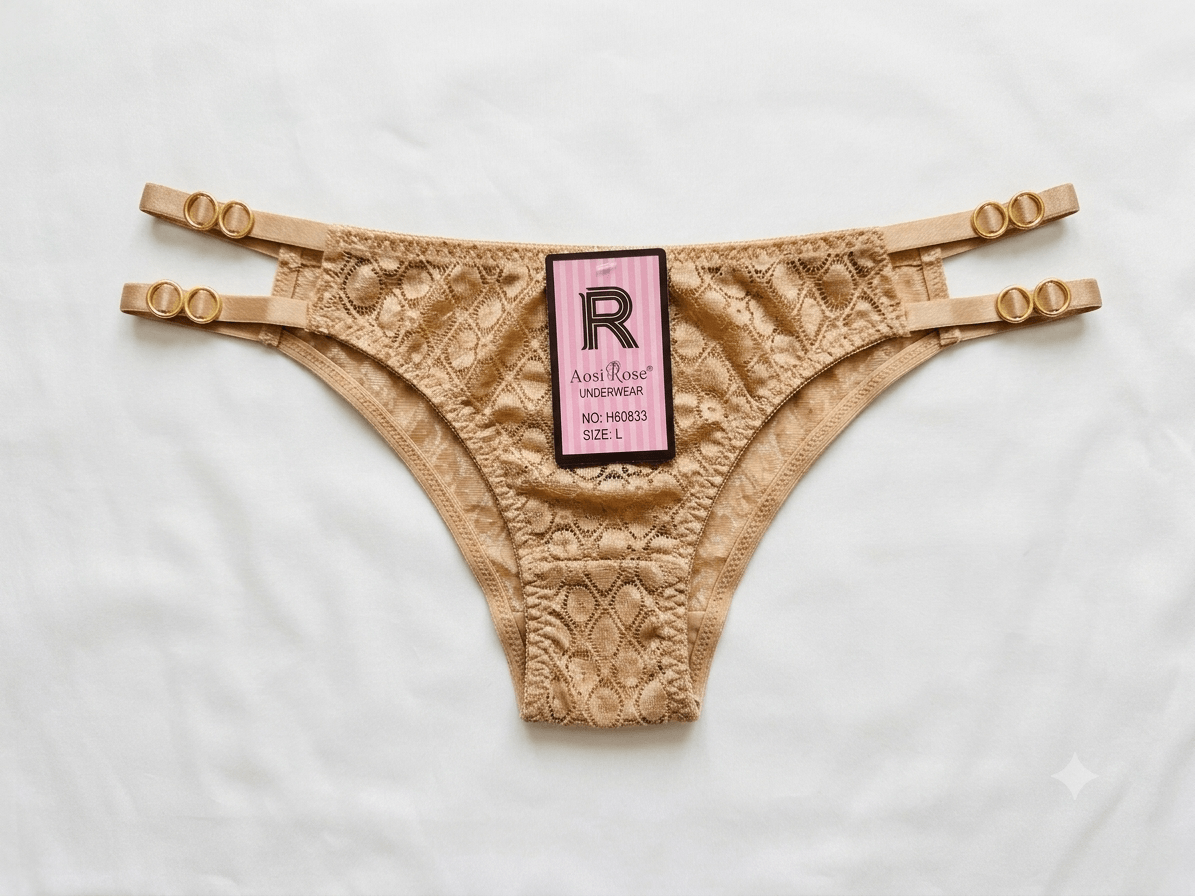 Aosi Rose Strappy Lace Panty — Multi-Strap O-Ring Design