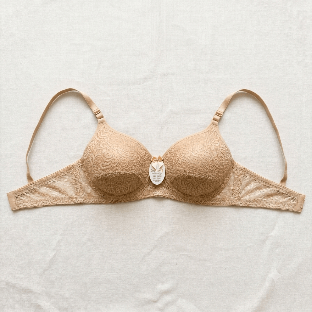 Beige Galaxy Original Light Padded Lace Bra non-wired - Nudra Pakistan