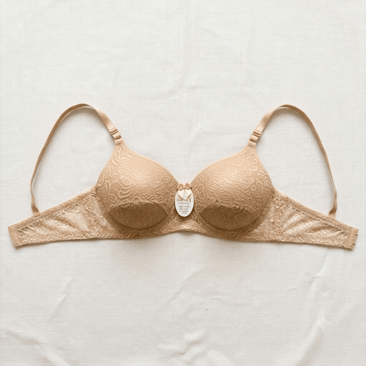 Beige Galaxy Original Light Padded Lace Bra non-wired - Nudra Pakistan