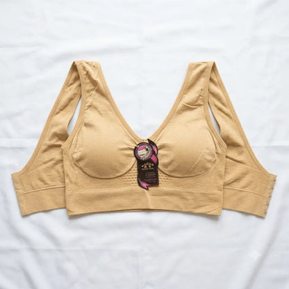 Beige Liang Ting Seamless Sports Bra free size - Nudra Pakistan