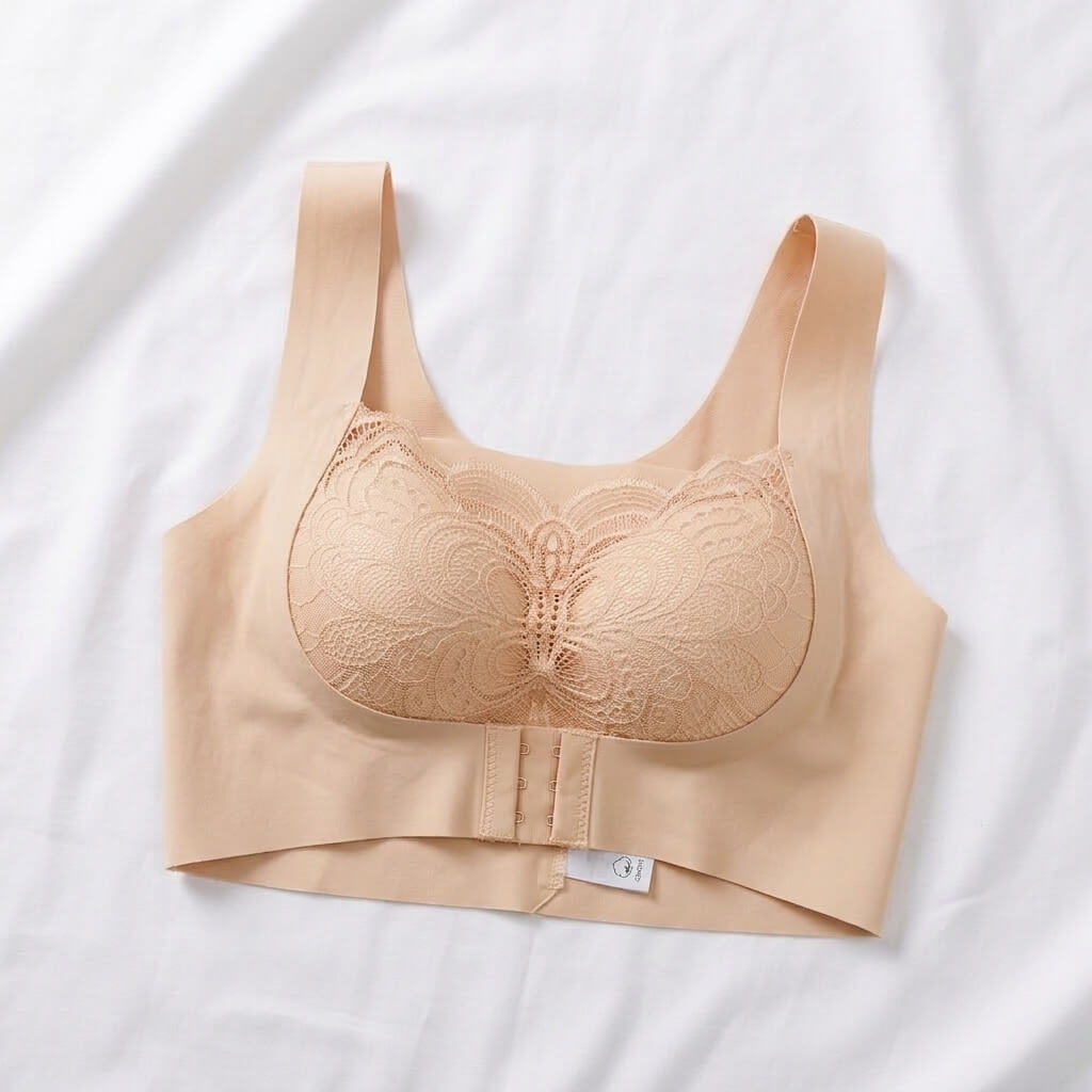 Nudra Wireless Front-Closure Lace Bra | No Underwire Comfort Bra