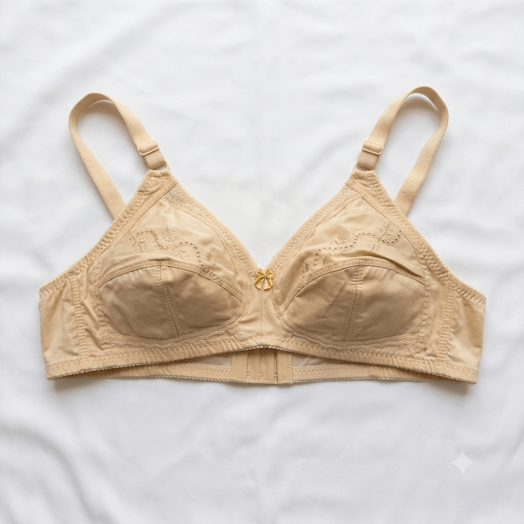 Beige Secret Lingerie Exclusive Non-Wired Cotton Bra - Nudra Pakistan