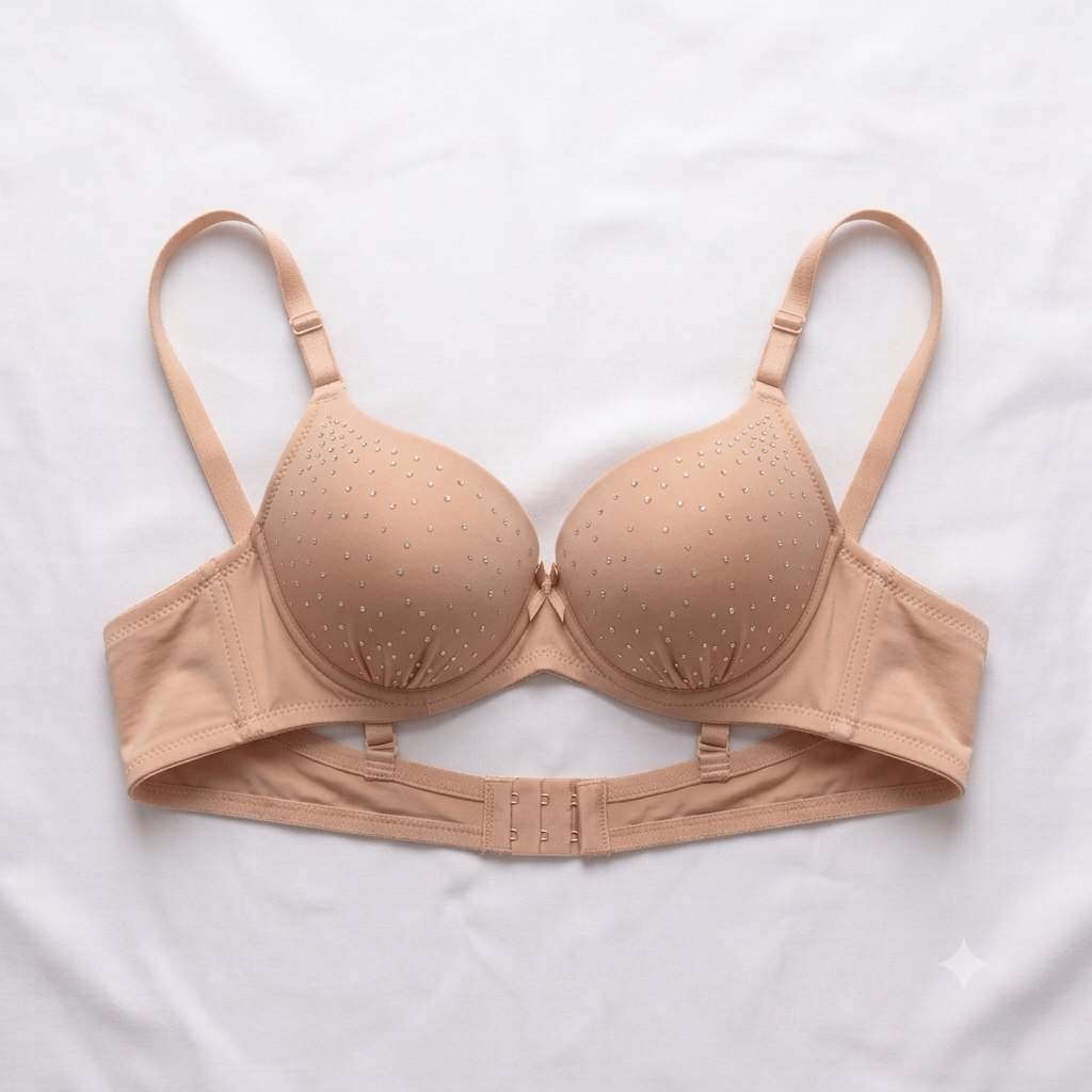 Vip Pink Diamante Studded Double Padded Push-Up Bra