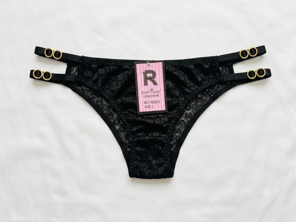 Aosi Rose Strappy Lace Panty — Multi-Strap O-Ring Design