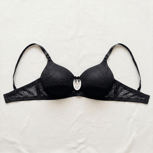 Black Galaxy Original Light Padded Lace Bra non-wired - Nudra Pakistan