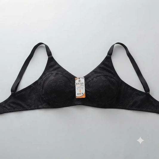 Black Jocks Sensation Floral Jacquard Full Coverage Bra - Nudra Pakistan