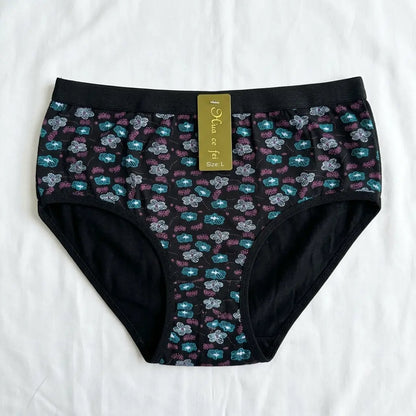 Black Nina Er Fei Floral Print Cotton Briefs - Nudra Pakistan