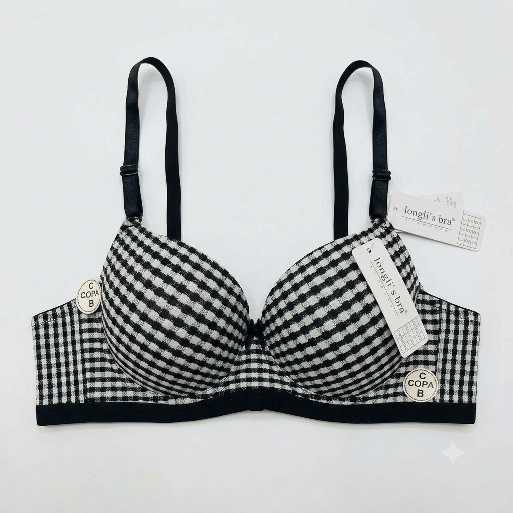 Nudra Ring Push-Up Padded Bra — Houndstooth Print