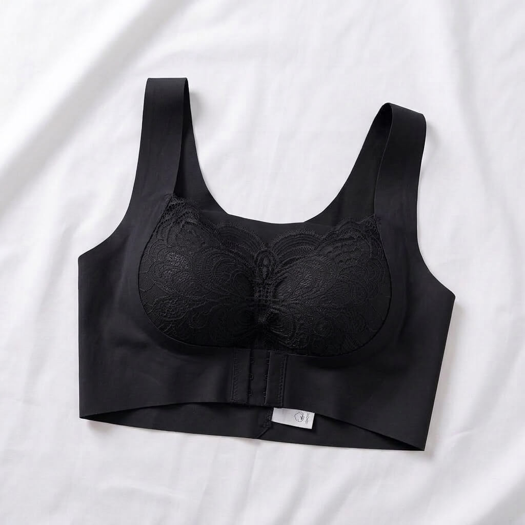 Nudra Wireless Front-Closure Lace Bra | No Underwire Comfort Bra