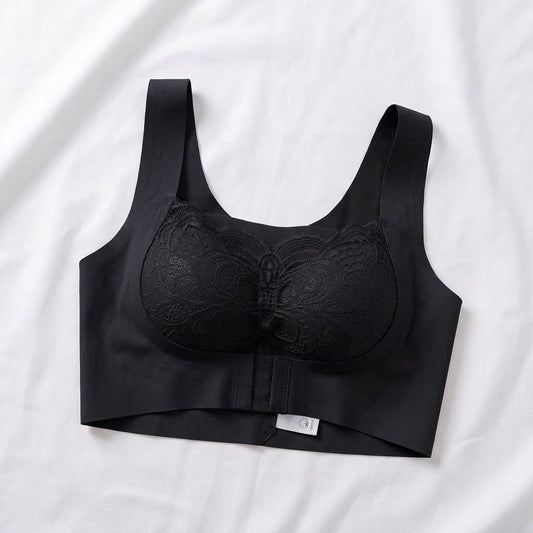 Nudra Wireless Front-Closure Lace Bra | No Underwire Comfort Bra