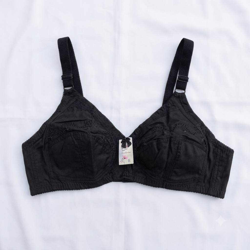 Black Secret Lingerie Exclusive Non-Wired Cotton Bra - Nudra Pakistan