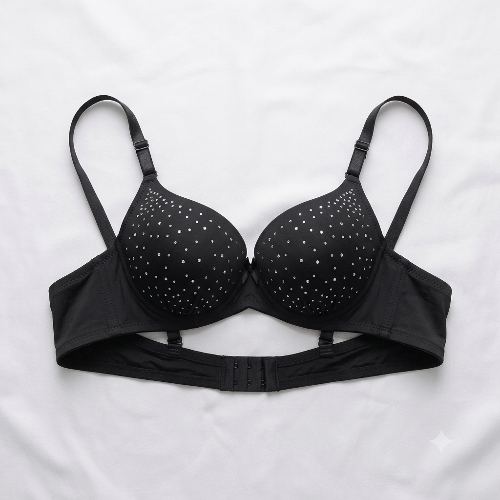 Vip Pink Diamante Studded Double Padded Push-Up Bra