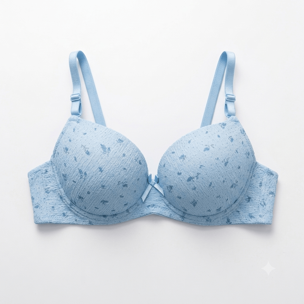 Nudra Ring Padded Single Push-Up Bra — Textured Floral Print