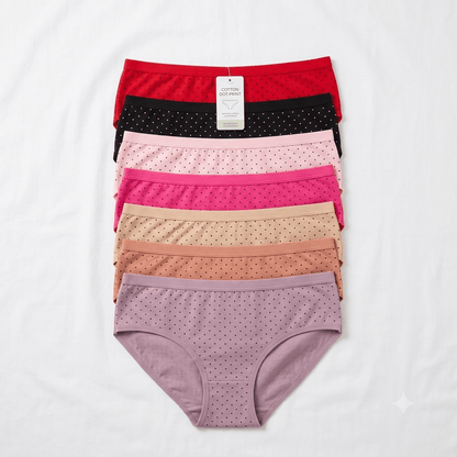 China Dot Design Curve and Comfort Cotton Briefs pack of 7 - Nudra Pakistan