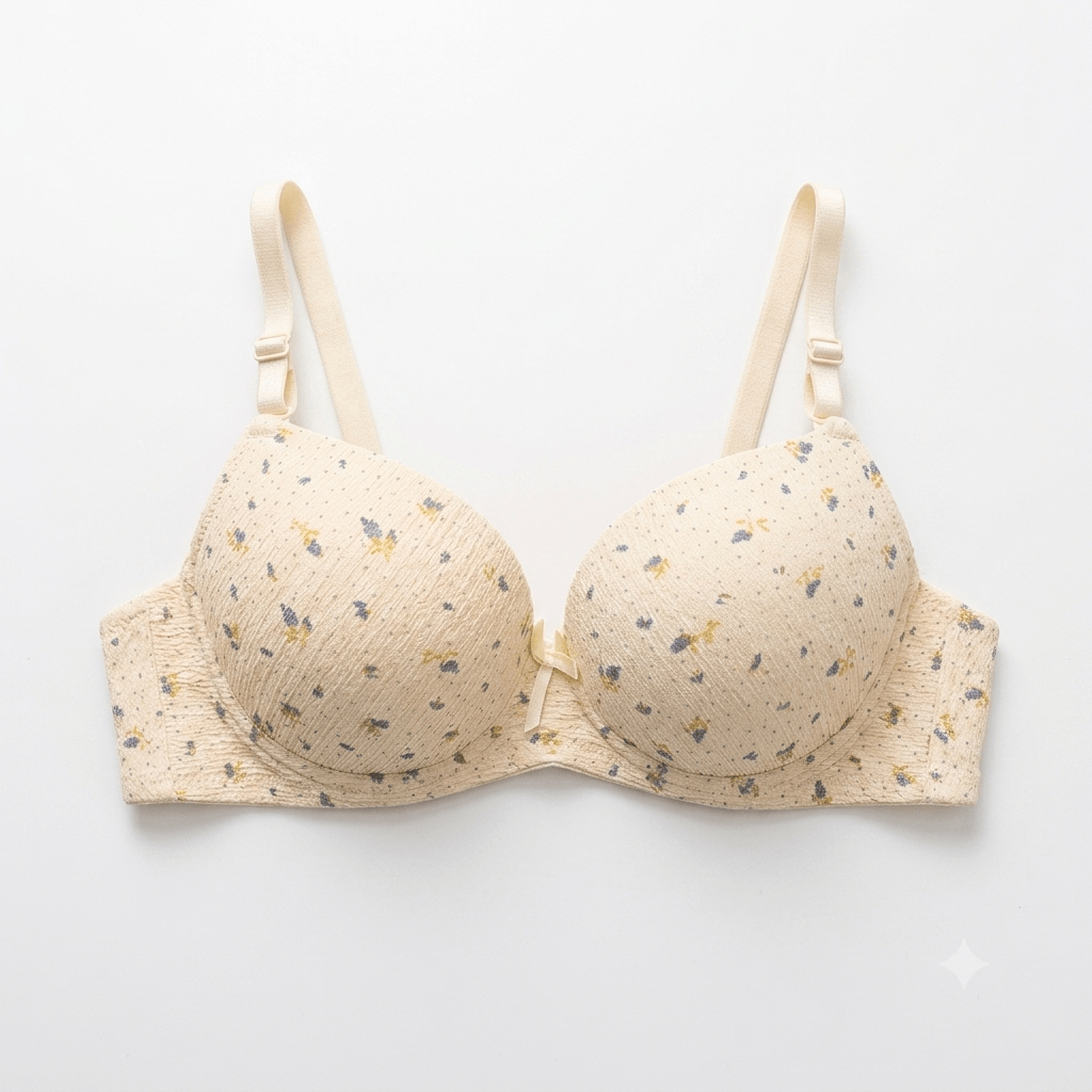 Nudra Ring Padded Single Push-Up Bra — Textured Floral Print