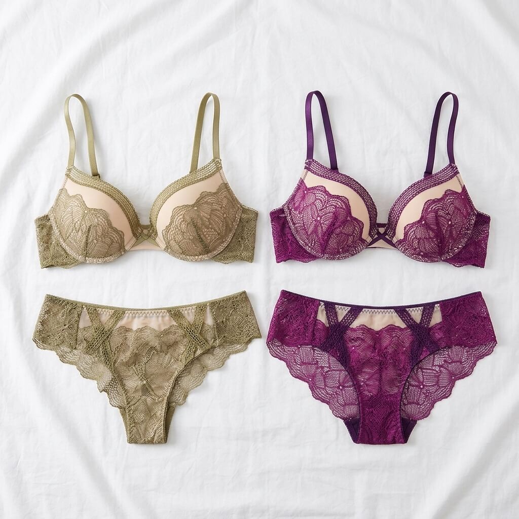 Elegant Lace Bra & Panty Set – Floral Embroidered Underwire Set