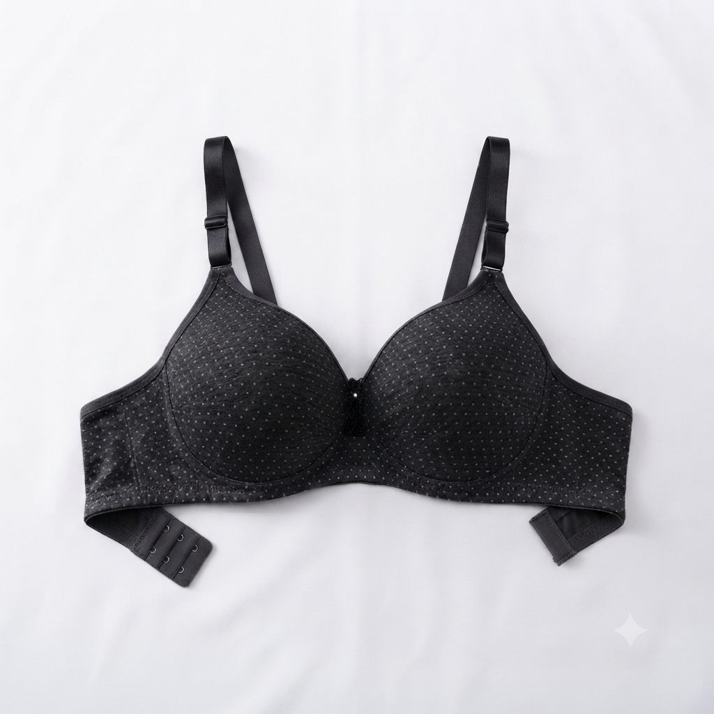 Beige Nudra Polka Dot Padded D-Cup Bra full figure support - Nudra Pakistan
