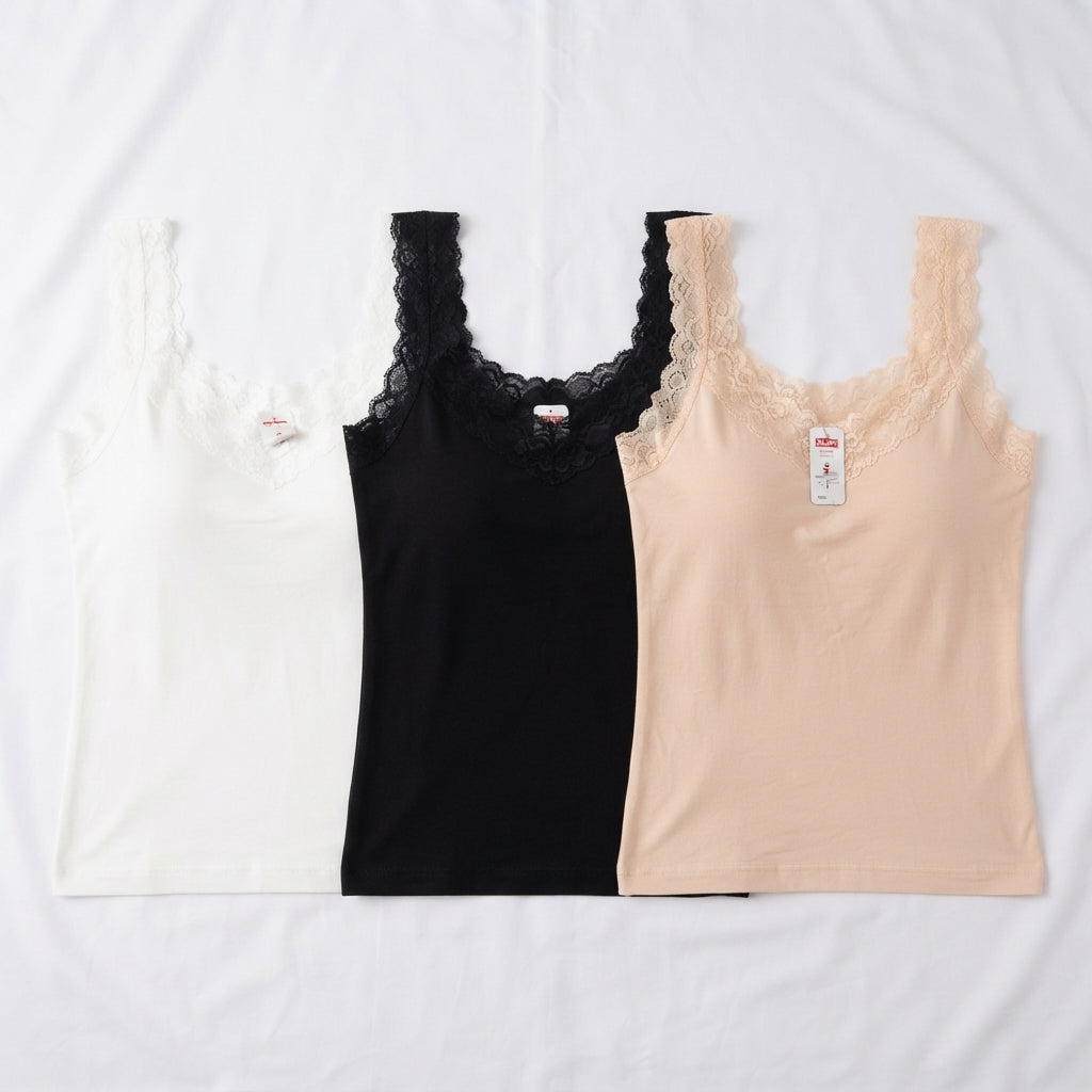 Malai Lace-Trim Camisole — Pack of 3