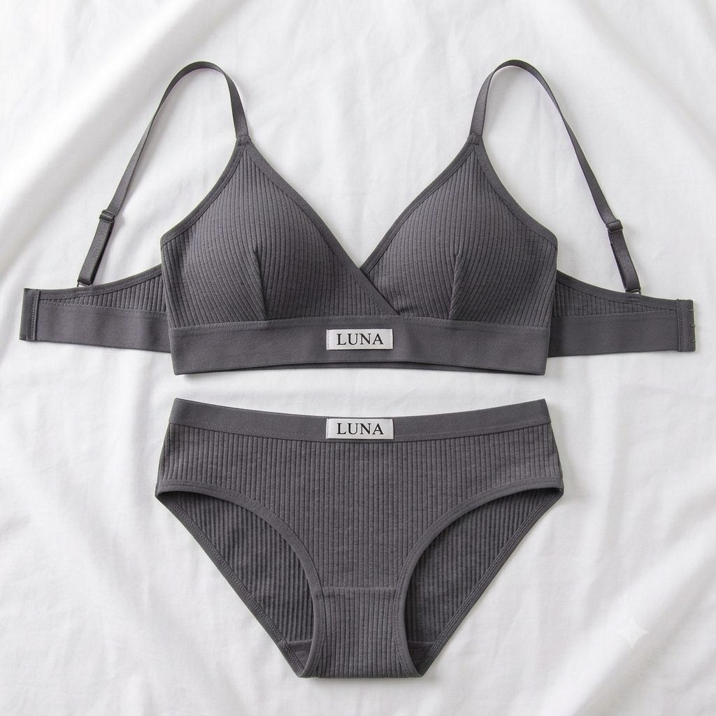 Fashion Ribbed Bra & Brief Set — Casual Comfort