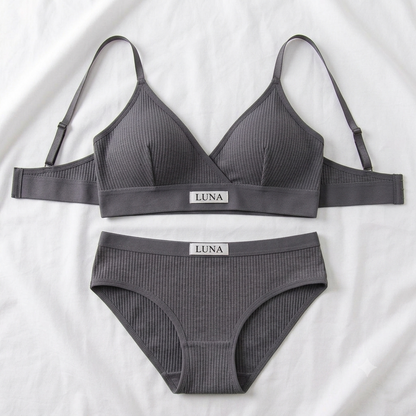 Fashion Ribbed Bra and Brief Set styled view - Nudra Pakistan