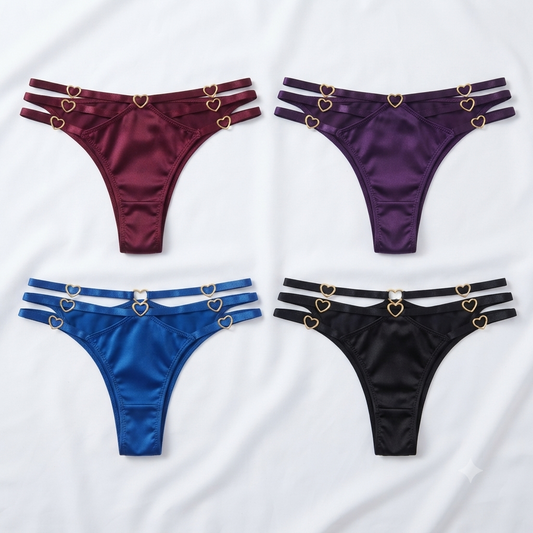 Nudra Gold Heart Ring Thong Bundle pack of 2 dark colors front view - Nudra Pakistan