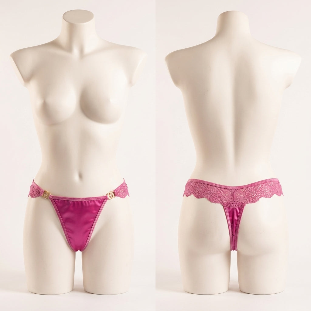 Aosi Rose Trim Thong — Gold Ring Accent