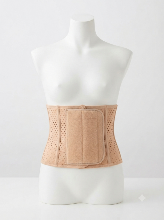 Beige Nudra Perforated Velcro Waist Trainer Belt back support - Nudra Pakistan