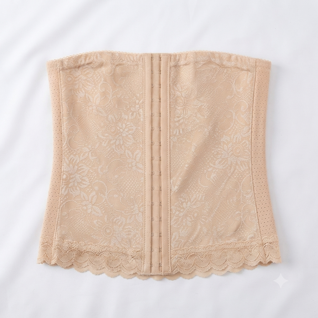 Nudra Floral Jacquard Waist Cincher Belt multi-hook closure detail - Nudra Pakistan