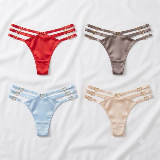 Nudra Gold Heart Ring Thong Bundle pack of 2 light colors front view - Nudra Pakistan