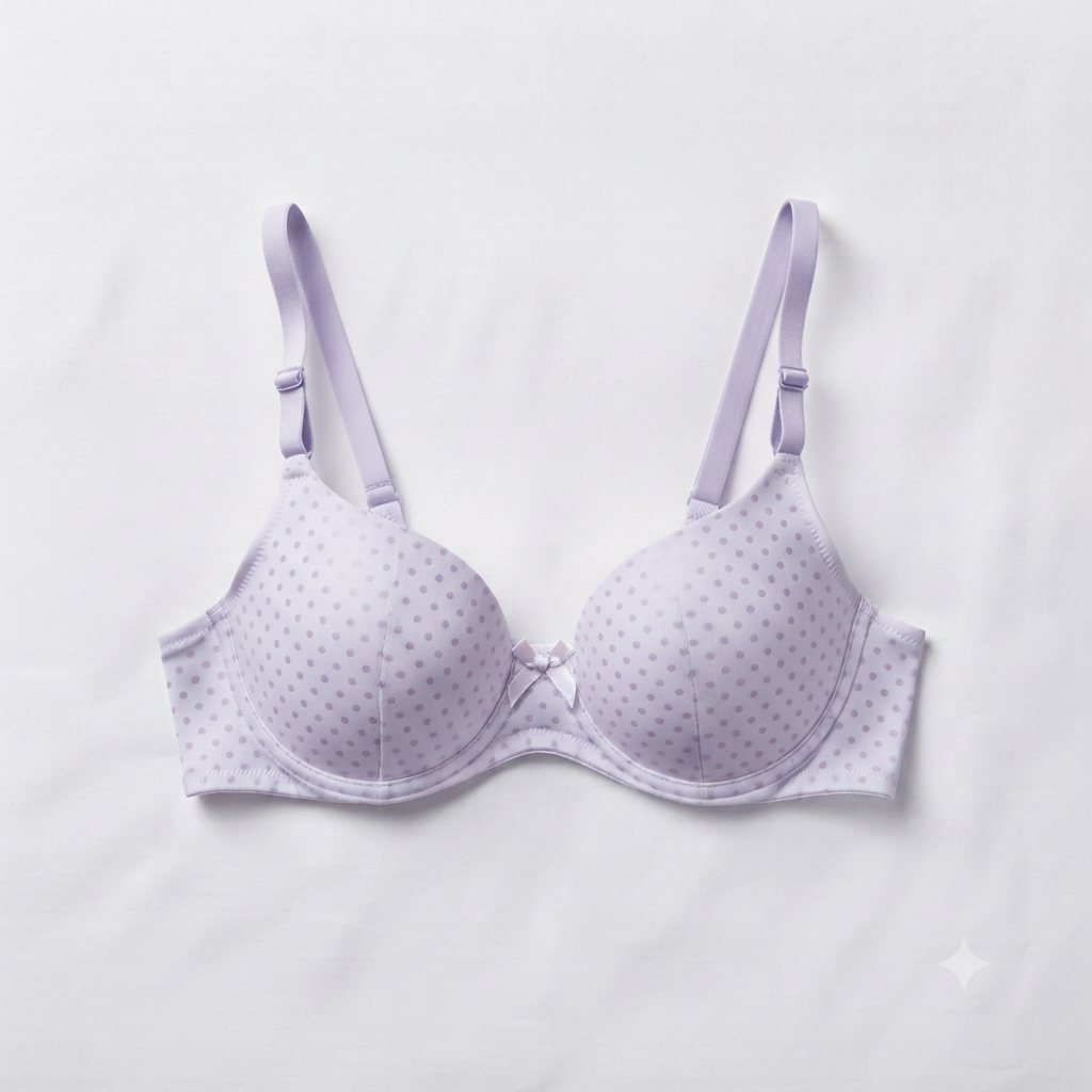 Nudra Polka Dot Padded Bra Bundle styled view - Nudra Pakistan