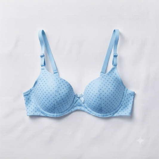 Nudra Polka Dot Padded Bra Bundle teen girls detail view - Nudra Pakistan