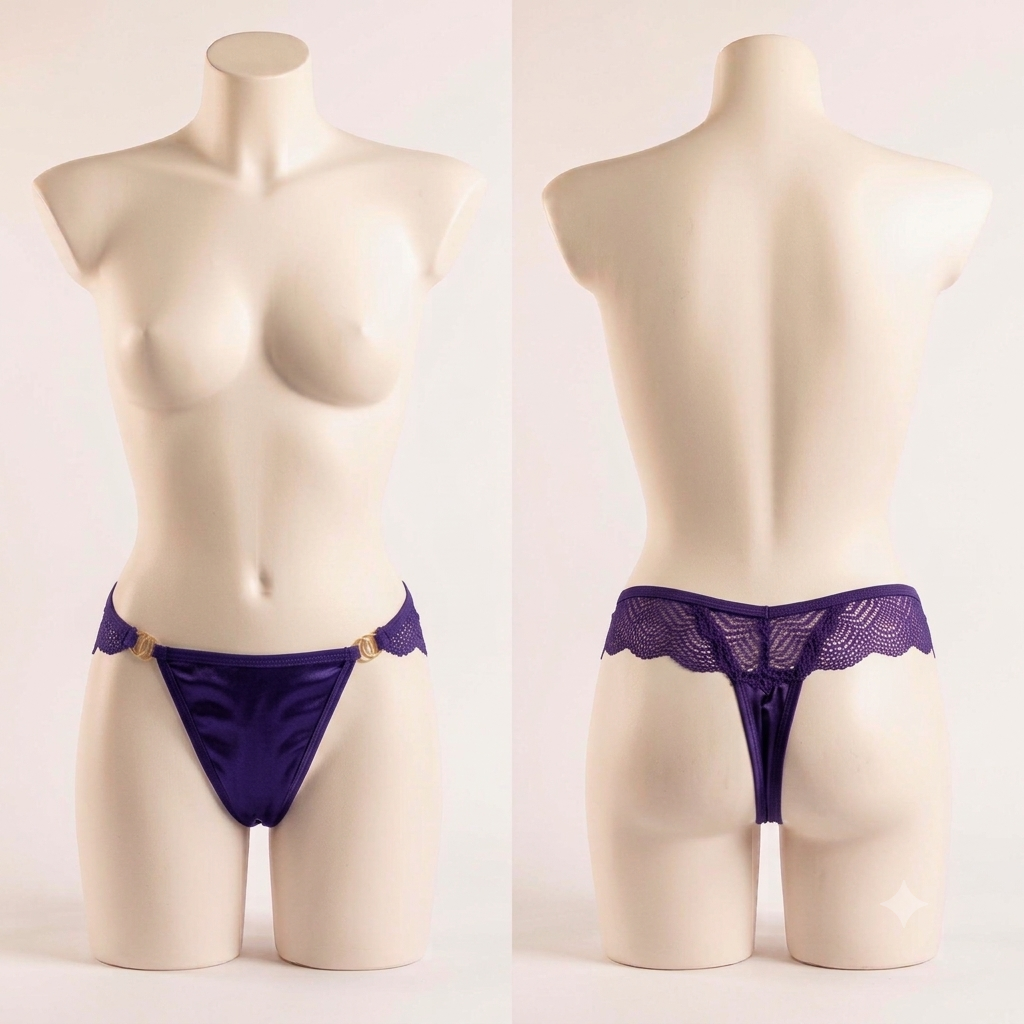 Aosi Rose Trim Thong — Gold Ring Accent