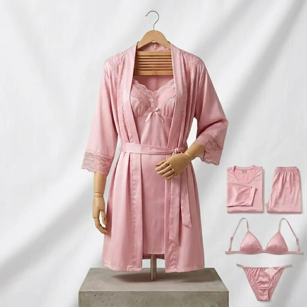 Galaxy Nightwear 6-Piece Robe Set styled view - Nudra Pakistan