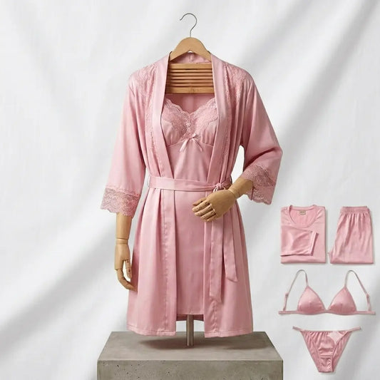 Galaxy Nightwear 6-Piece Robe Set styled view - Nudra Pakistan